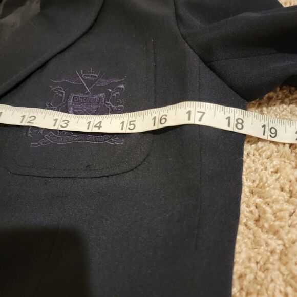 DKNY Womens Blazer Size 4 Navy Blue Wool Blend Classic Jacket Dark Academia - Picture 3 of 8